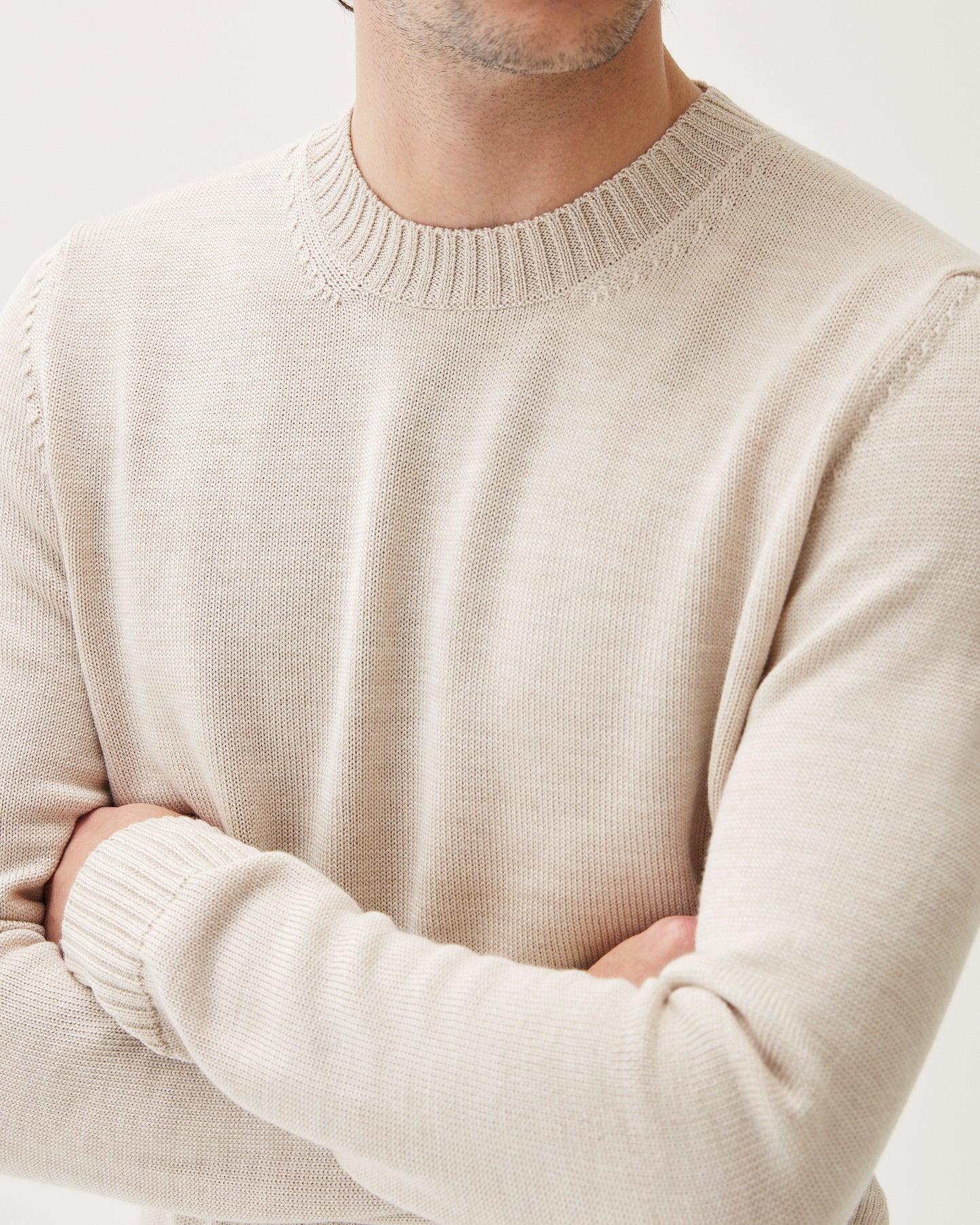 Crewneck Wool Silk Blend Beige