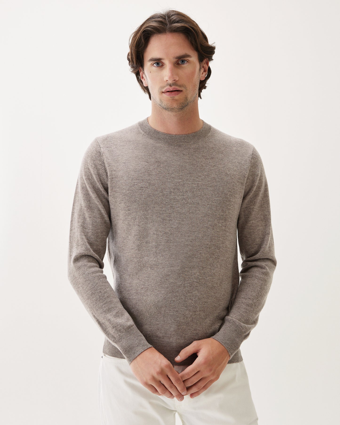 Crewneck Wool Cashmere Sweater Taupe