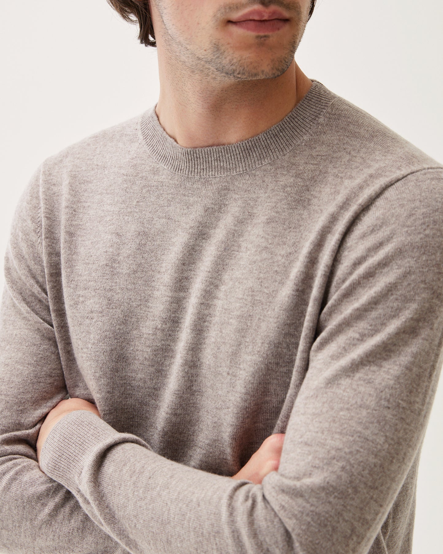 Crewneck Wool Cashmere Sweater Taupe