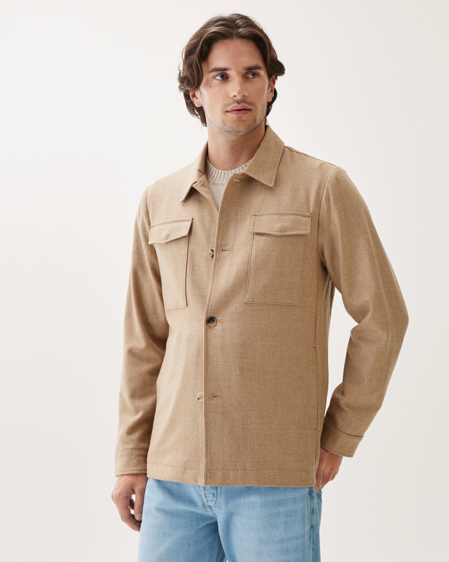 Unlined Shirt Jacket Beige