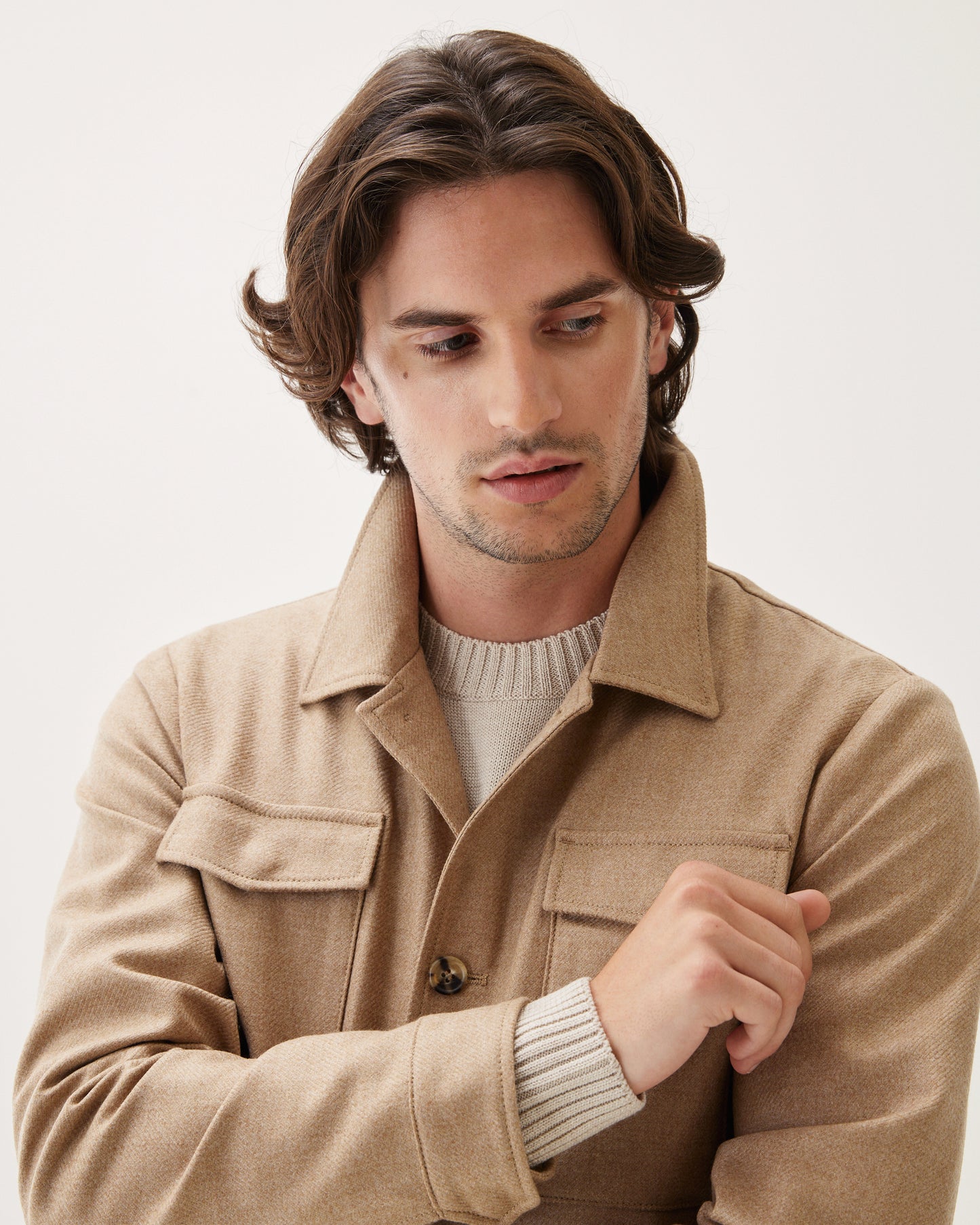 Unlined Shirt Jacket Beige