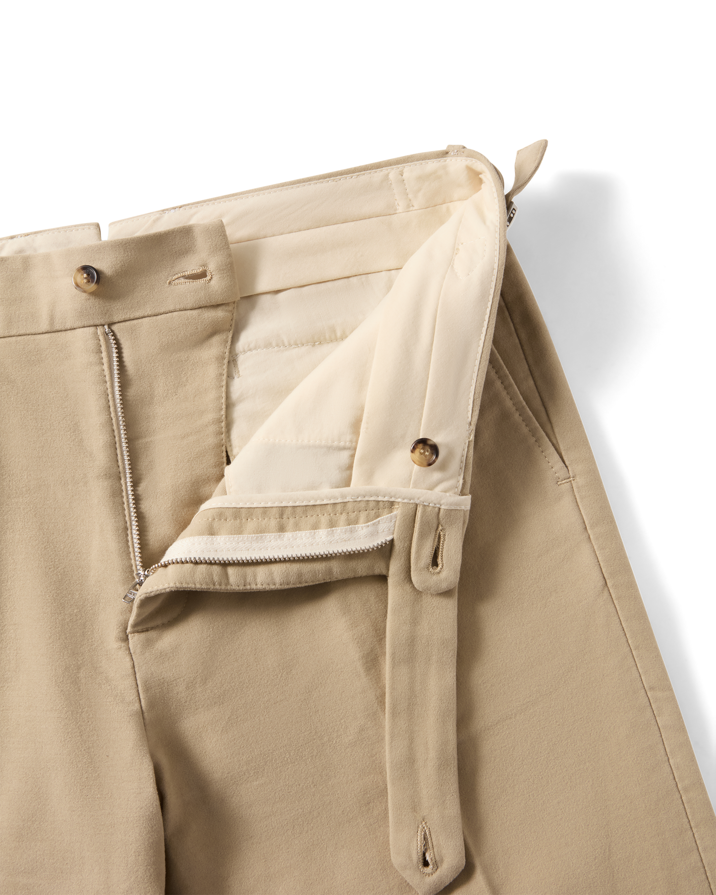 Brushed Cotton Tailored Trouser Beige
