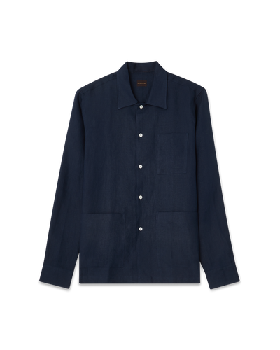 Linen Resort Shirt Navy