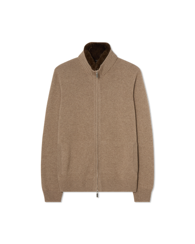 Fur Collar Baby Cashmere Blouson Taupe