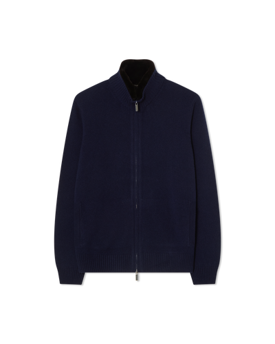 Fur Collar Baby Cashmere Blouson Navy