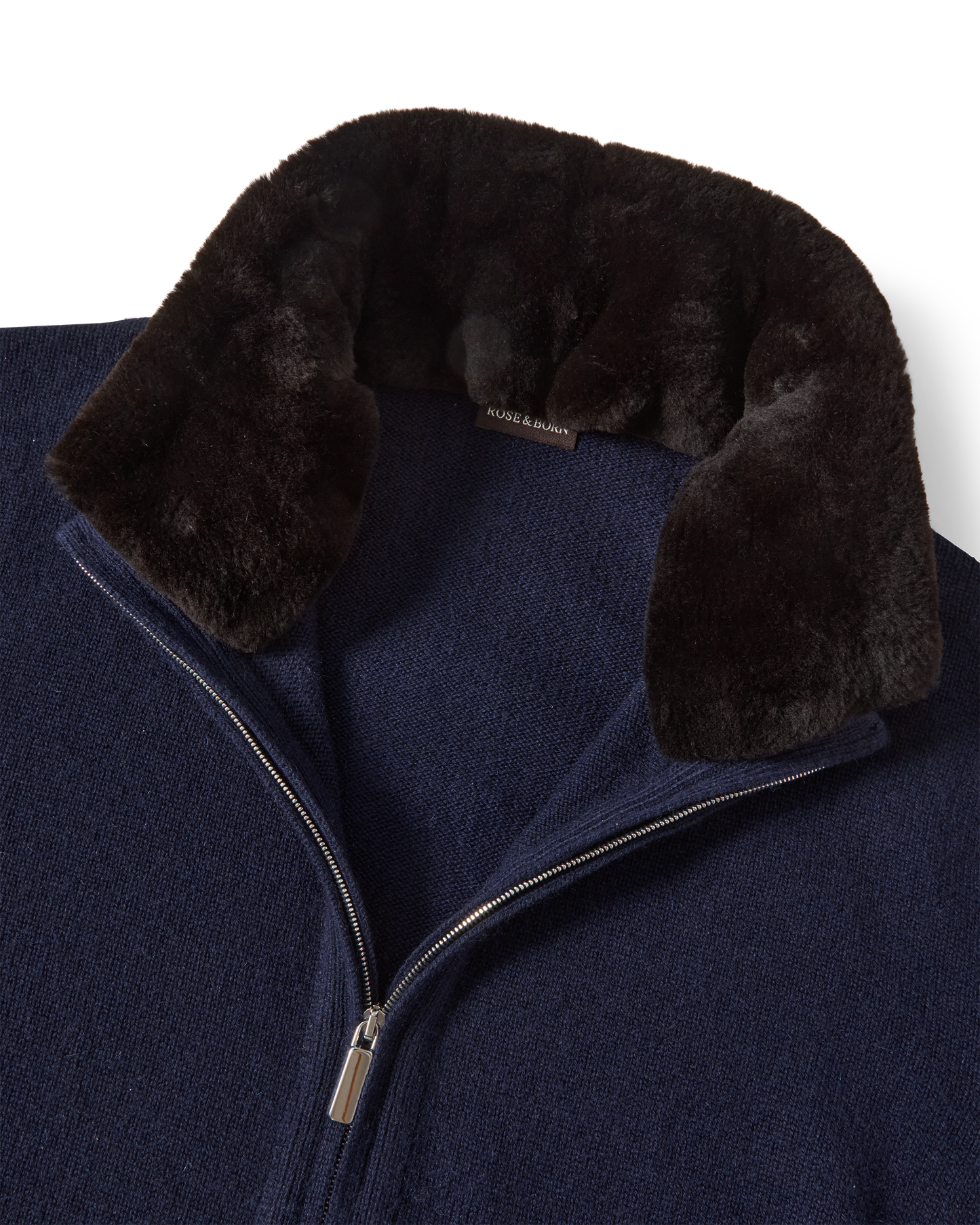 Fur Collar Baby Cashmere Blouson Navy