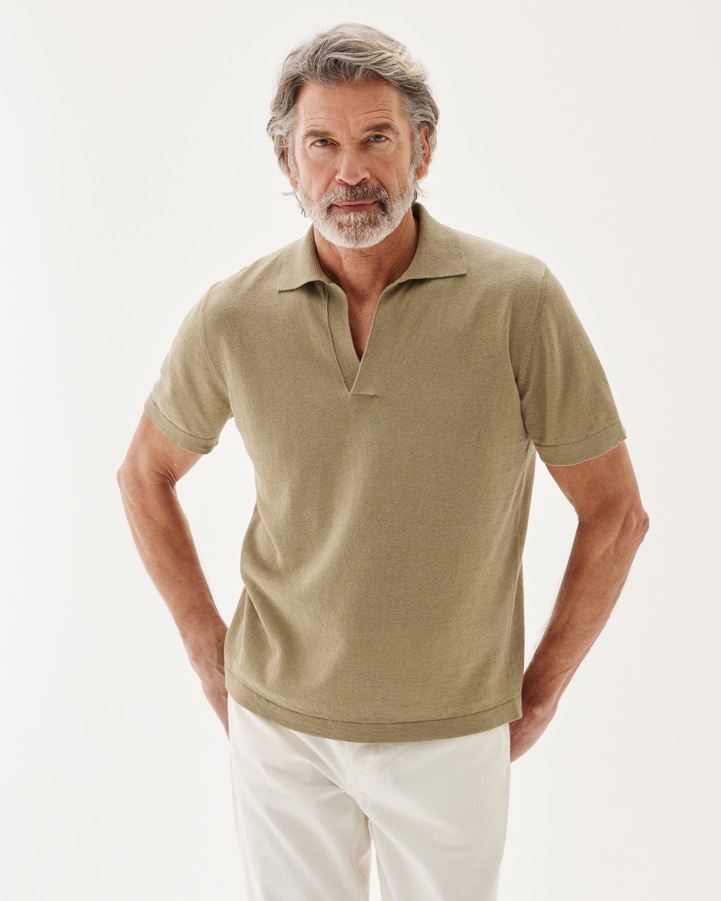 Capri Short Sleeve Polo Sweater Sage Green