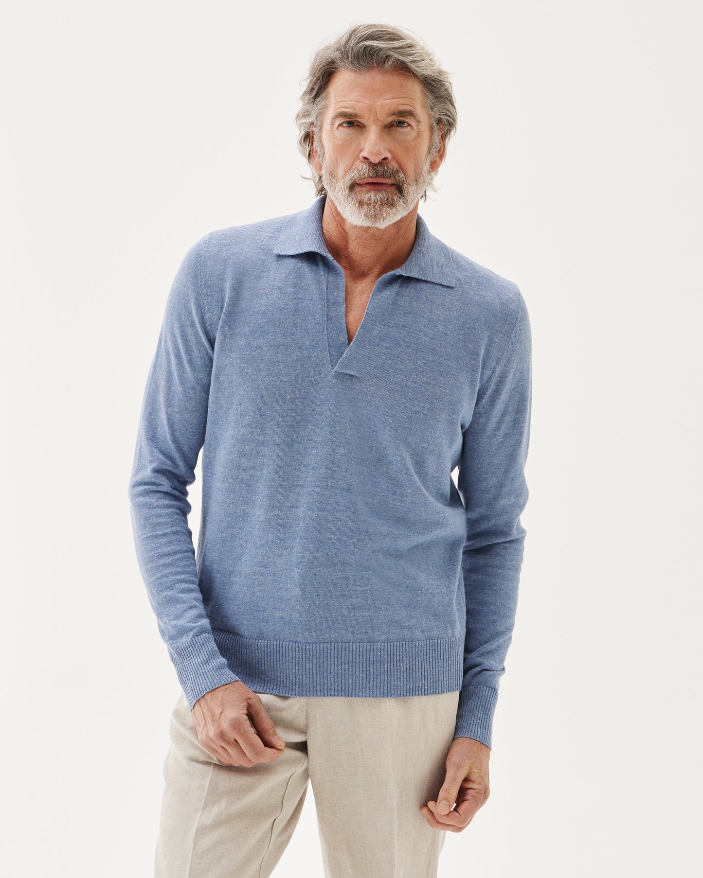 Capri Long Sleeve Polo Sweater Slate Blue