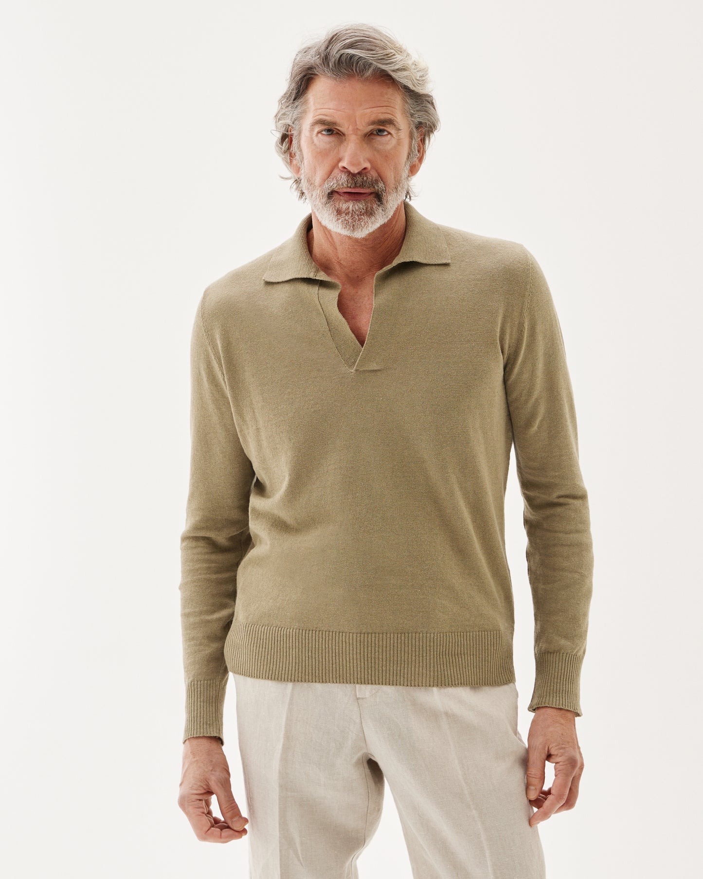 Capri Long Sleeve Polo Sweater Sage Green