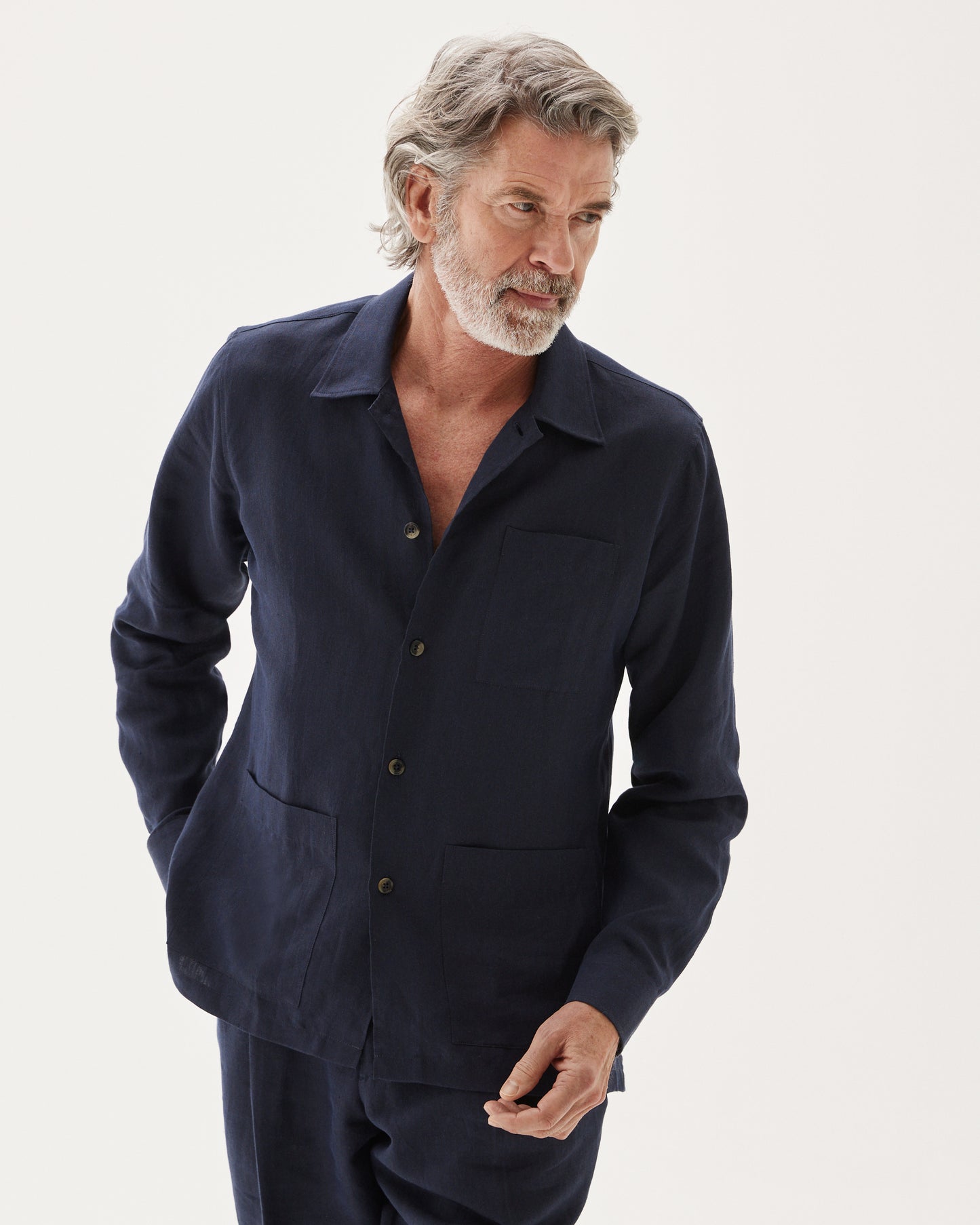 Herringbone Resort Shirt Navy