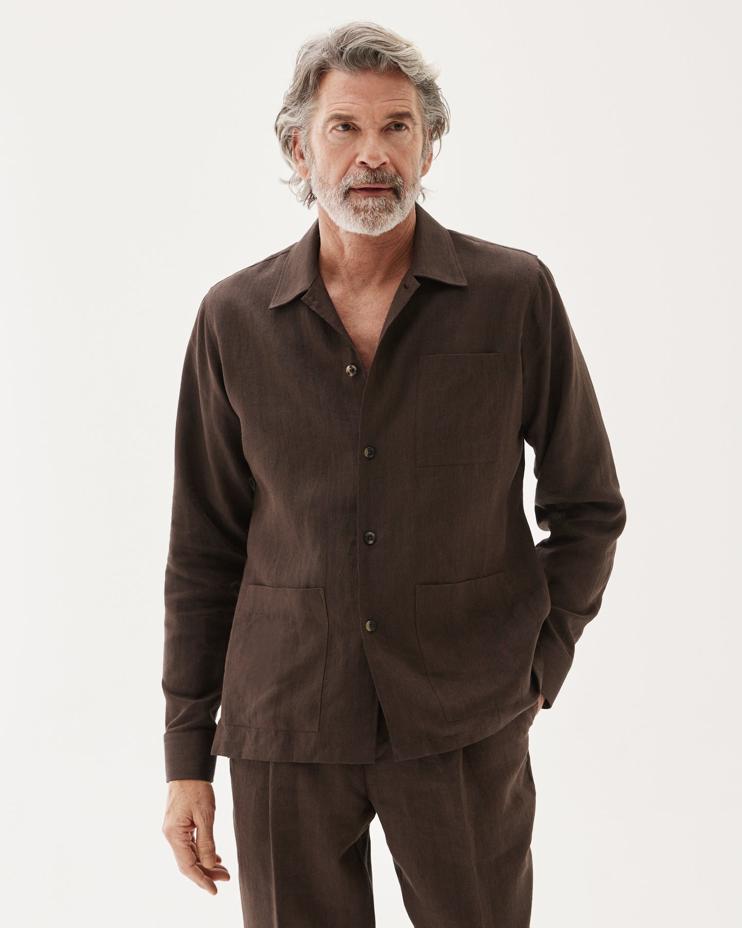 Herringbone Resort Shirt Brown