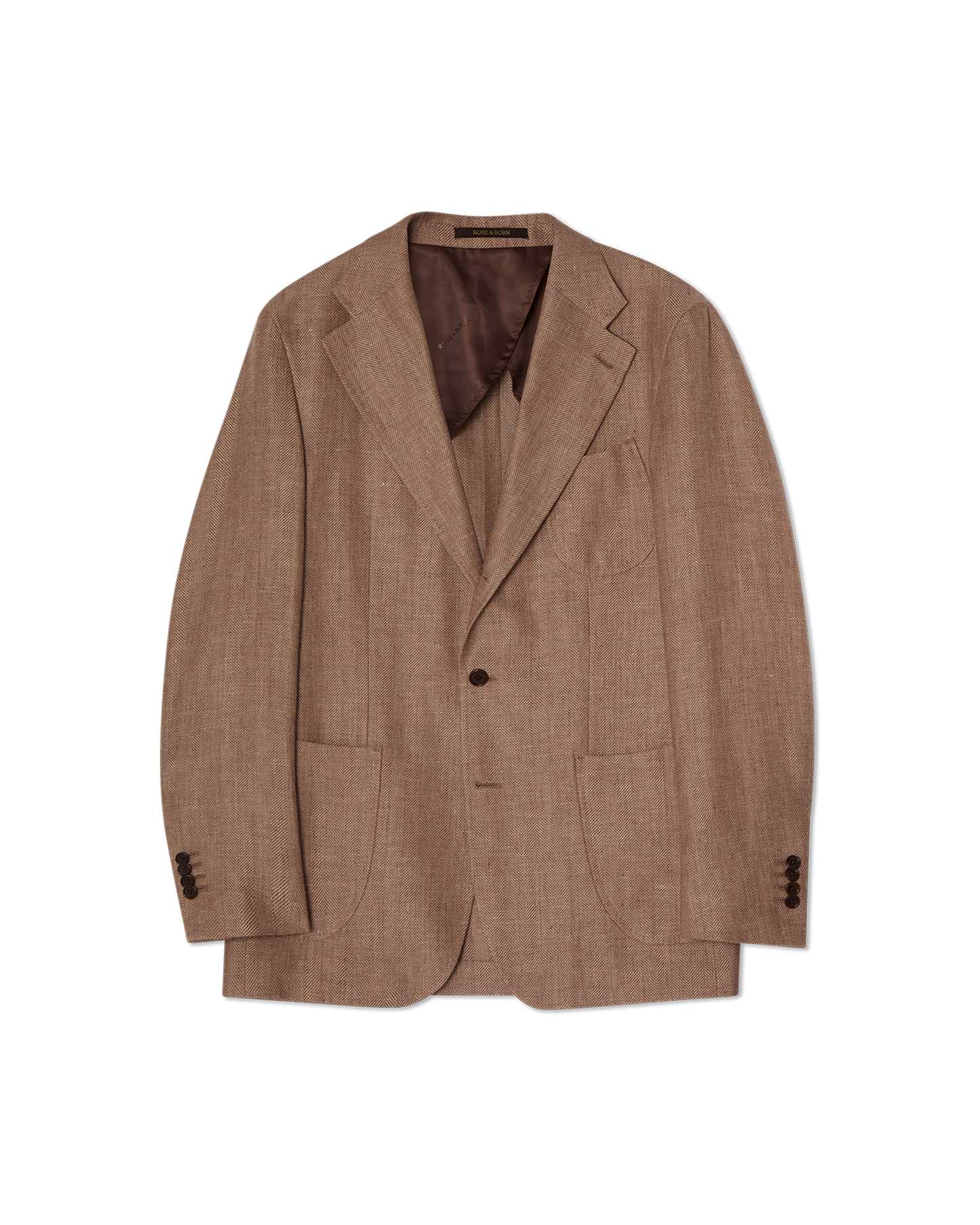 Herringbone Linen Blend Blazer Light Brown