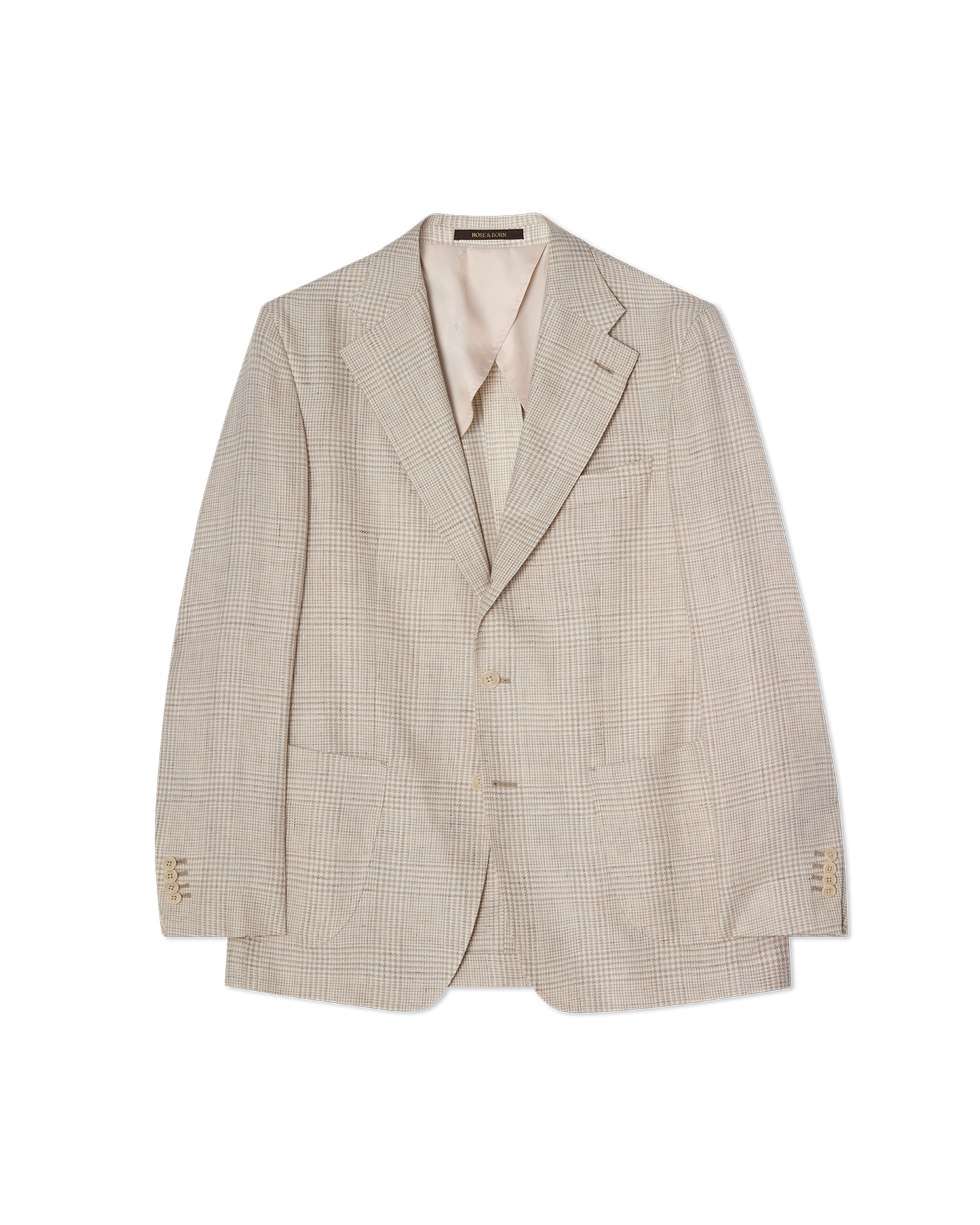 Glencheck Linen Blend Blazer Sand