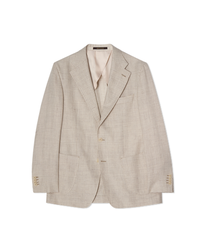 Glencheck Linen Blend Blazer Sand