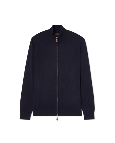 Cashmere Full-Zip Sweater Navy