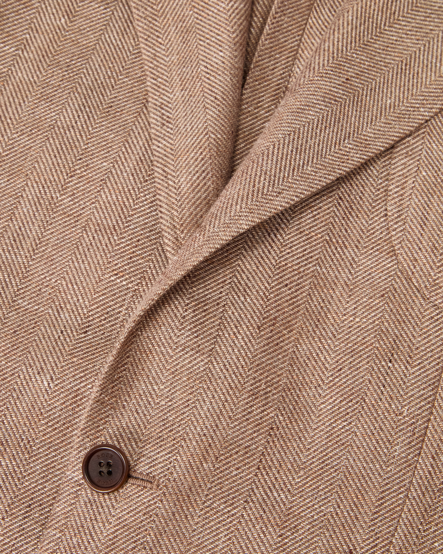 Herringbone Linen Blend Blazer Light Brown