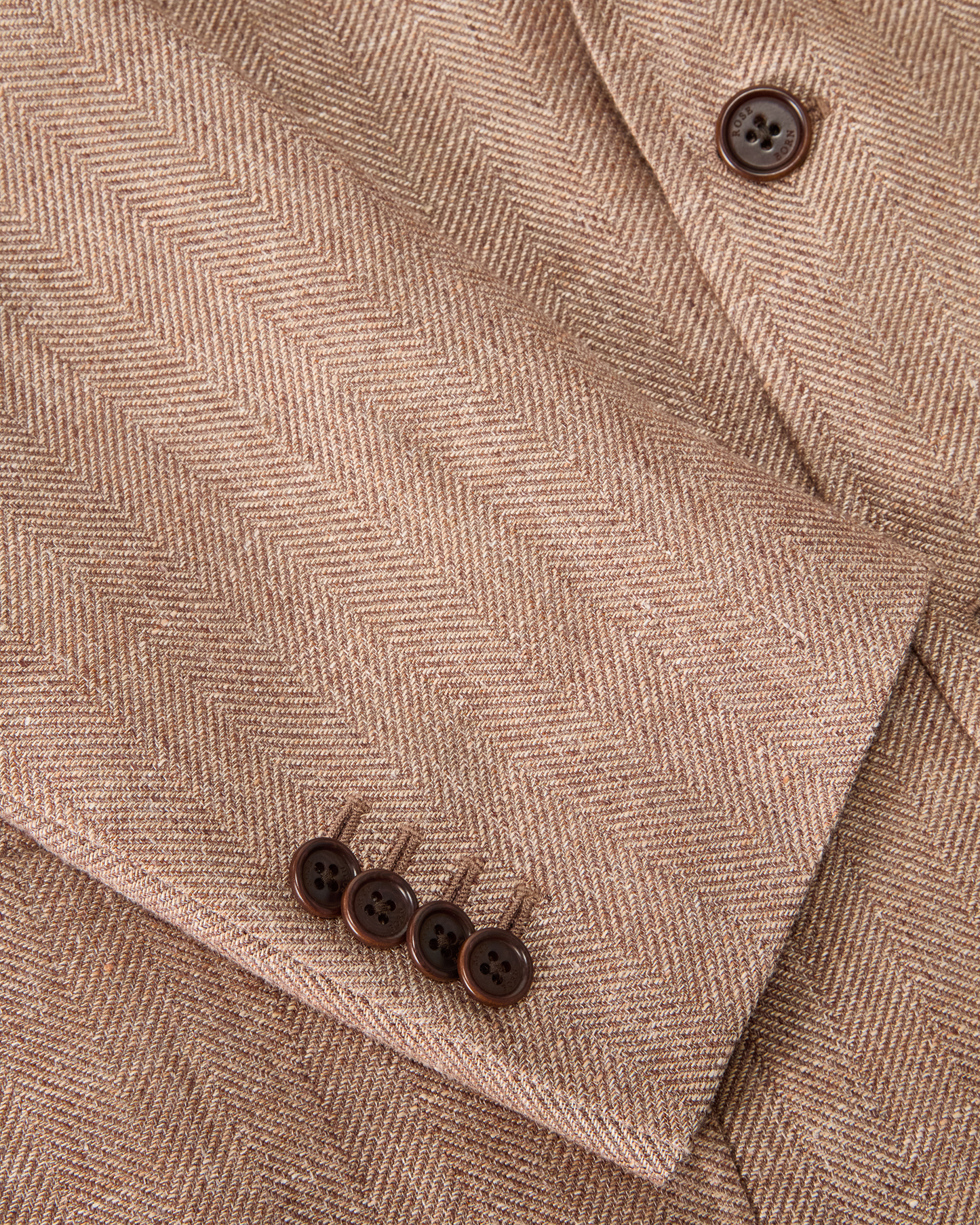 Herringbone Linen Blend Blazer Light Brown