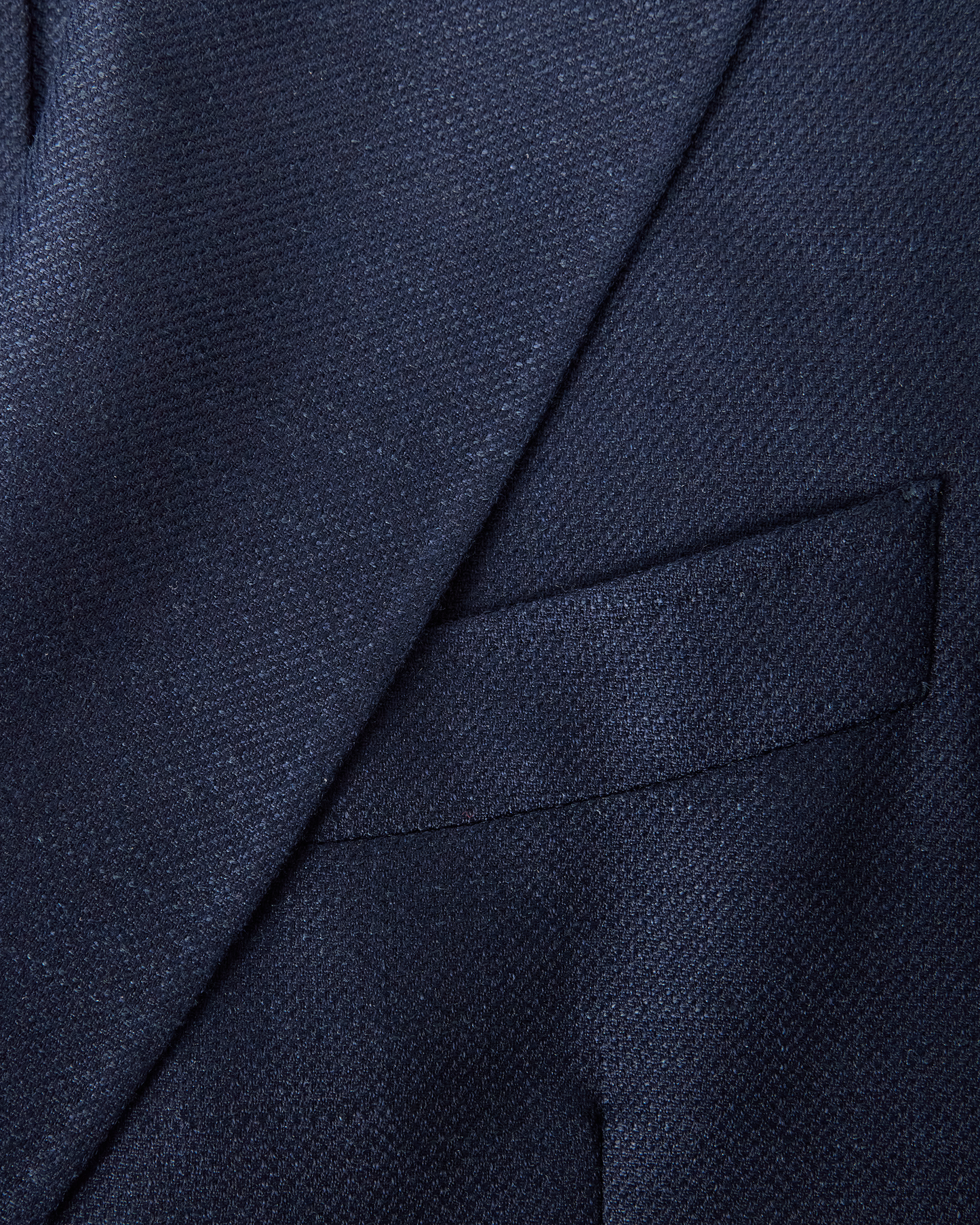 Double-Breasted Basketweave Wool Blend Blazer Navy