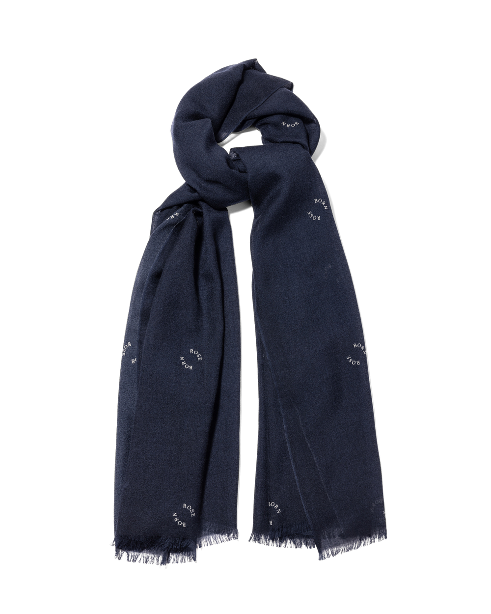 Logo Print Cashmere Scarf Navy