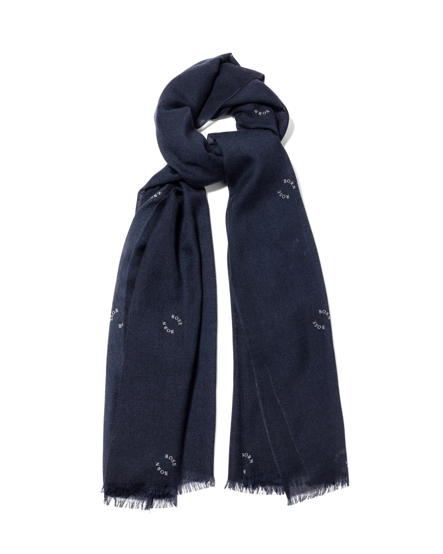 Logo Print Cashmere Scarf Navy