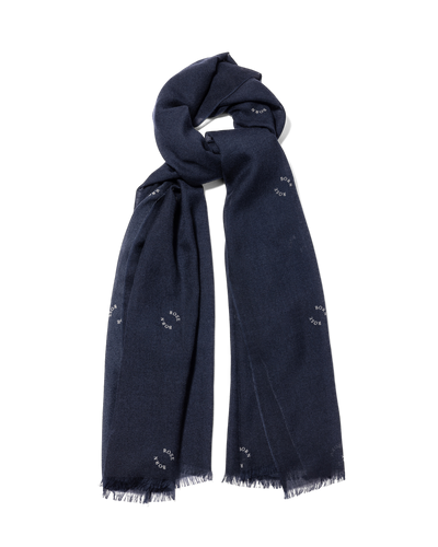 Logo Print Cashmere Scarf Navy