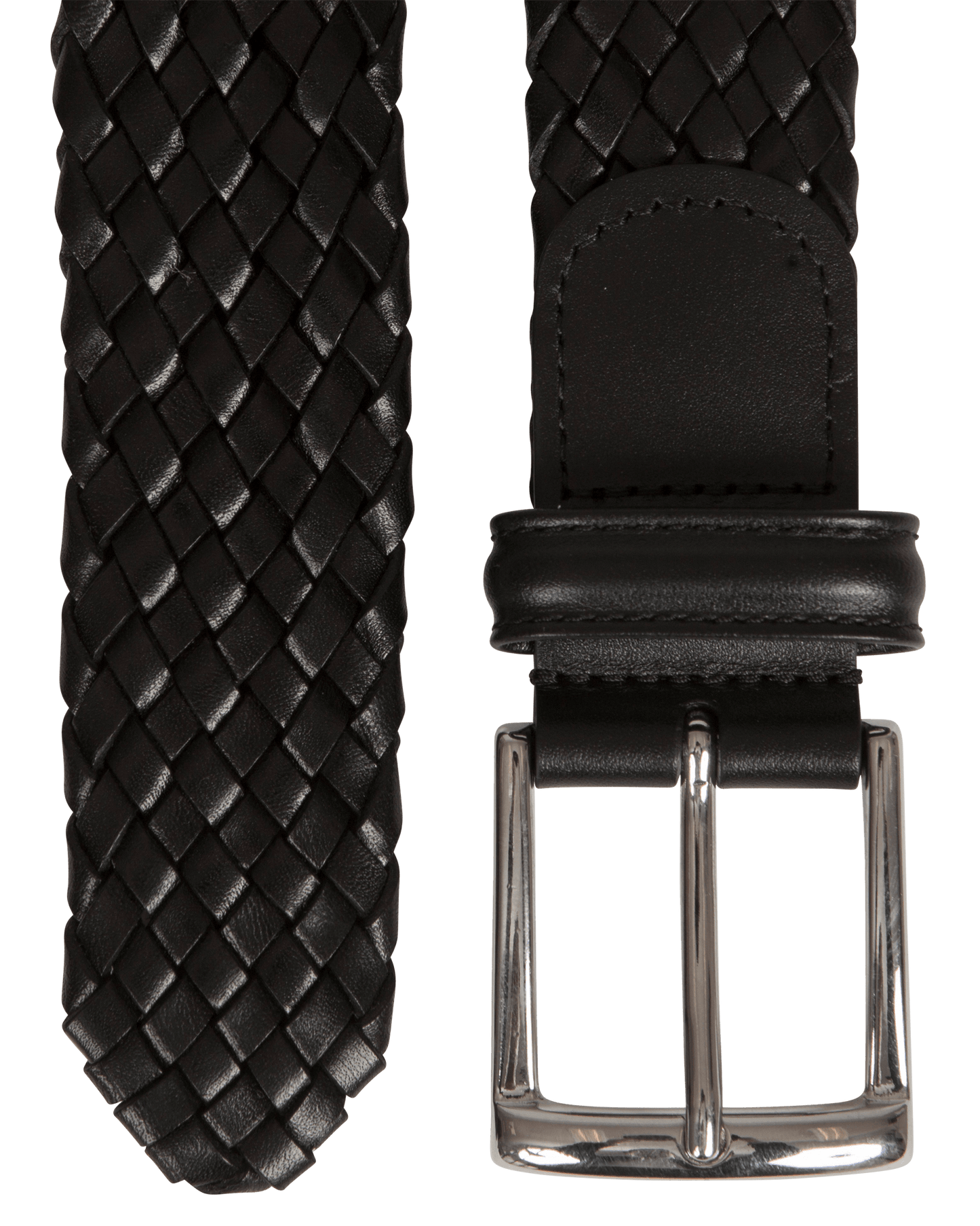 Woven Calf Leather Belt Black