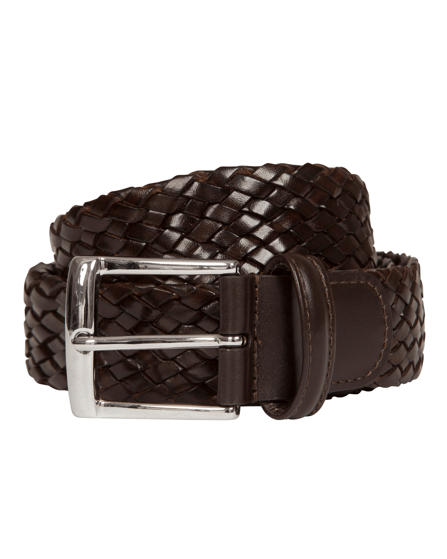 Woven Calf Leather Belt Black