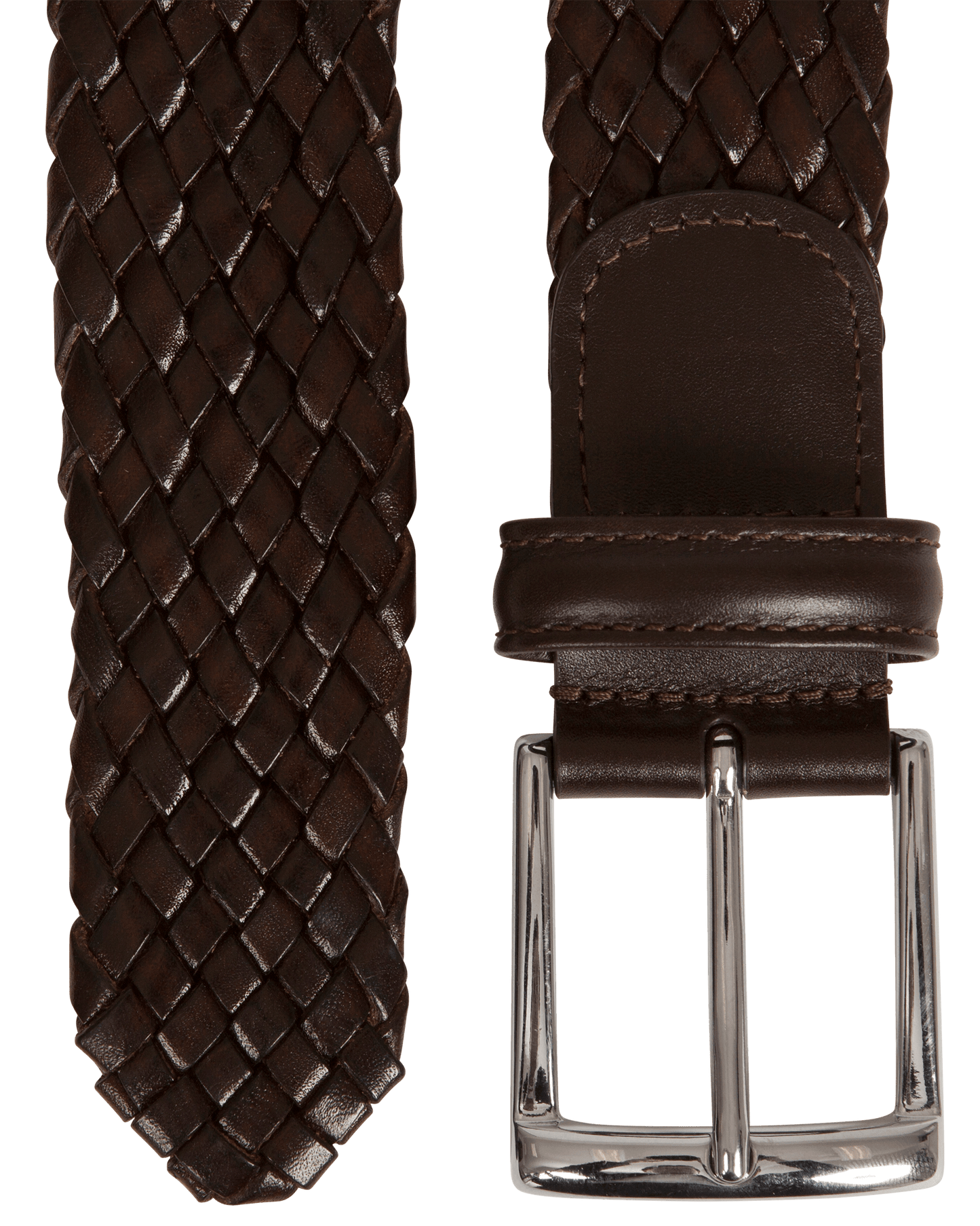 Woven Calf Leather Belt Black