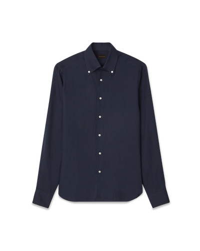 Linen Button-Down Shirt Navy