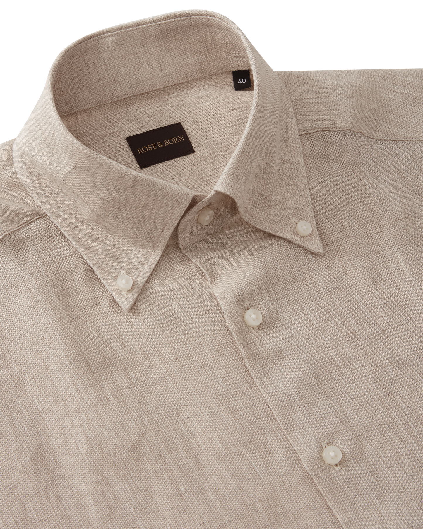 Skjorta Button-Down Linne Sand