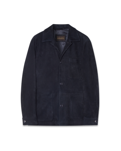 Suede Overshirt Jacket Navy