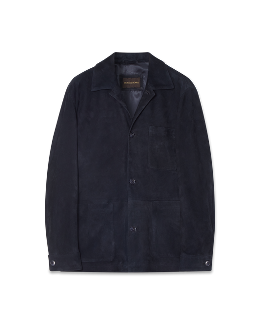 Suede Overshirt Jacket Navy