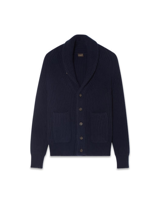 Shawl Collar Cashmere Cardigan Navy