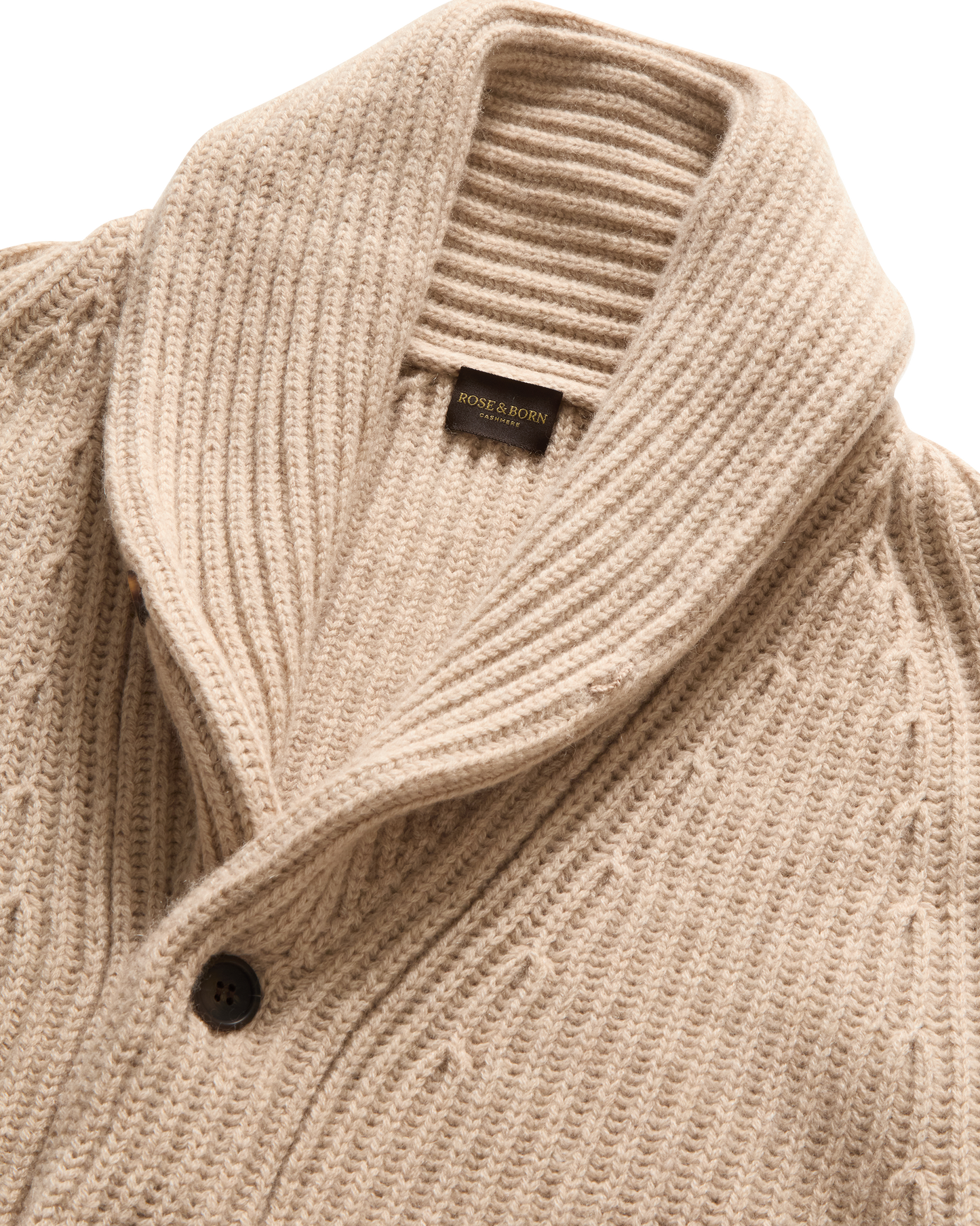 Shawl Collar Cardigan Kashmir Beige 