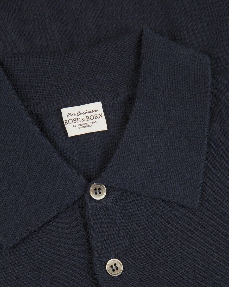Navy Cashmere Polo Sweater