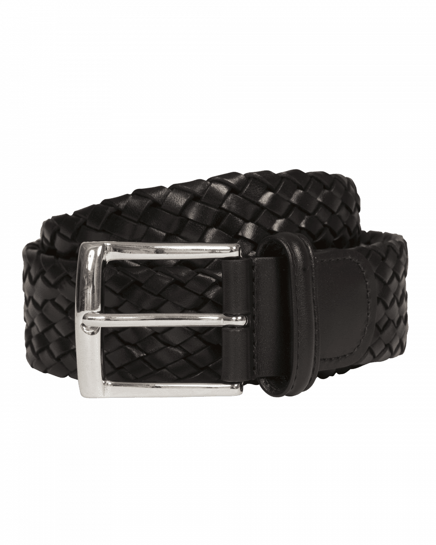 Black Woven Leather Belt