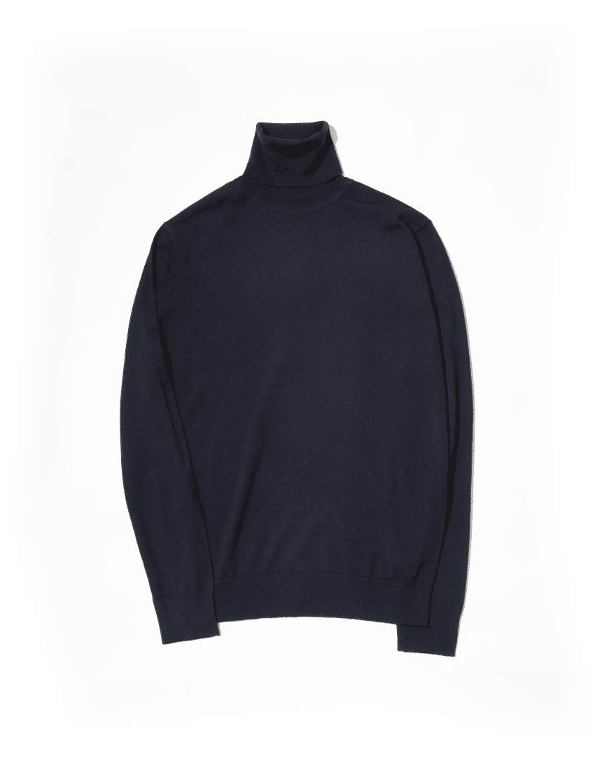 Navy Cashmere Roll Neck Sweater