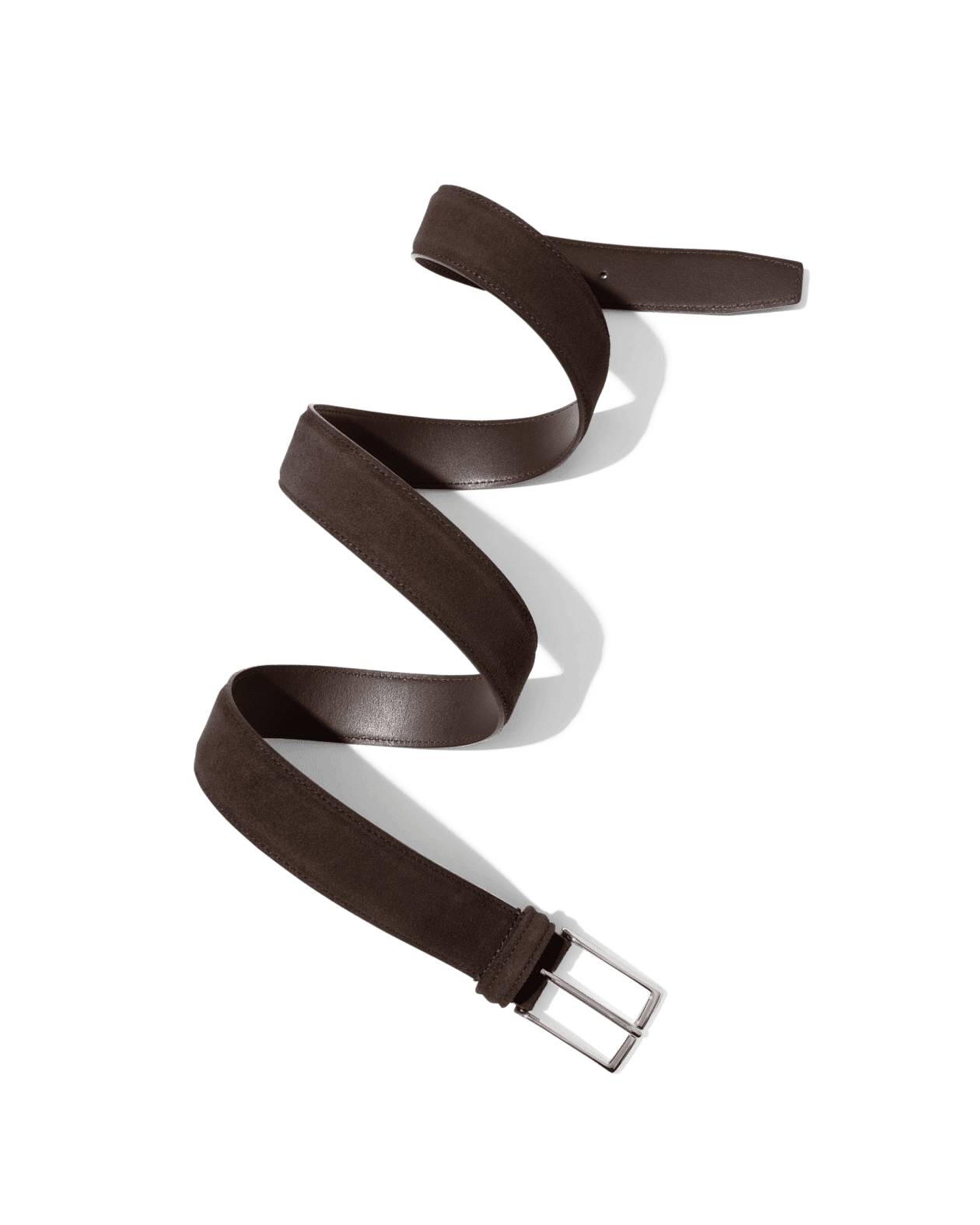 Suede Calf Leather Belt Brown