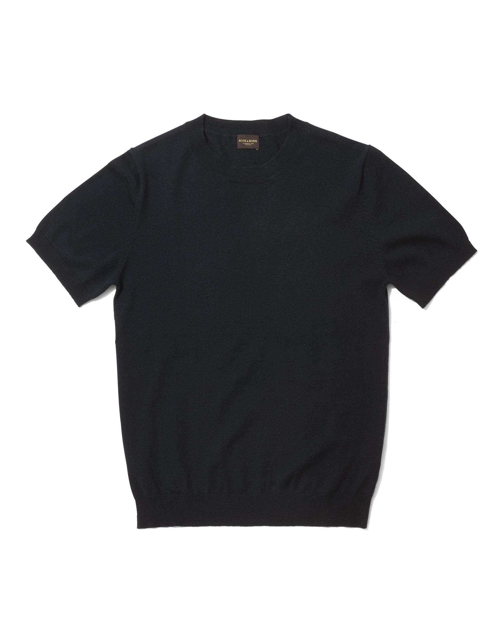 Navy Merino Cotton Blend Knit T-shirt