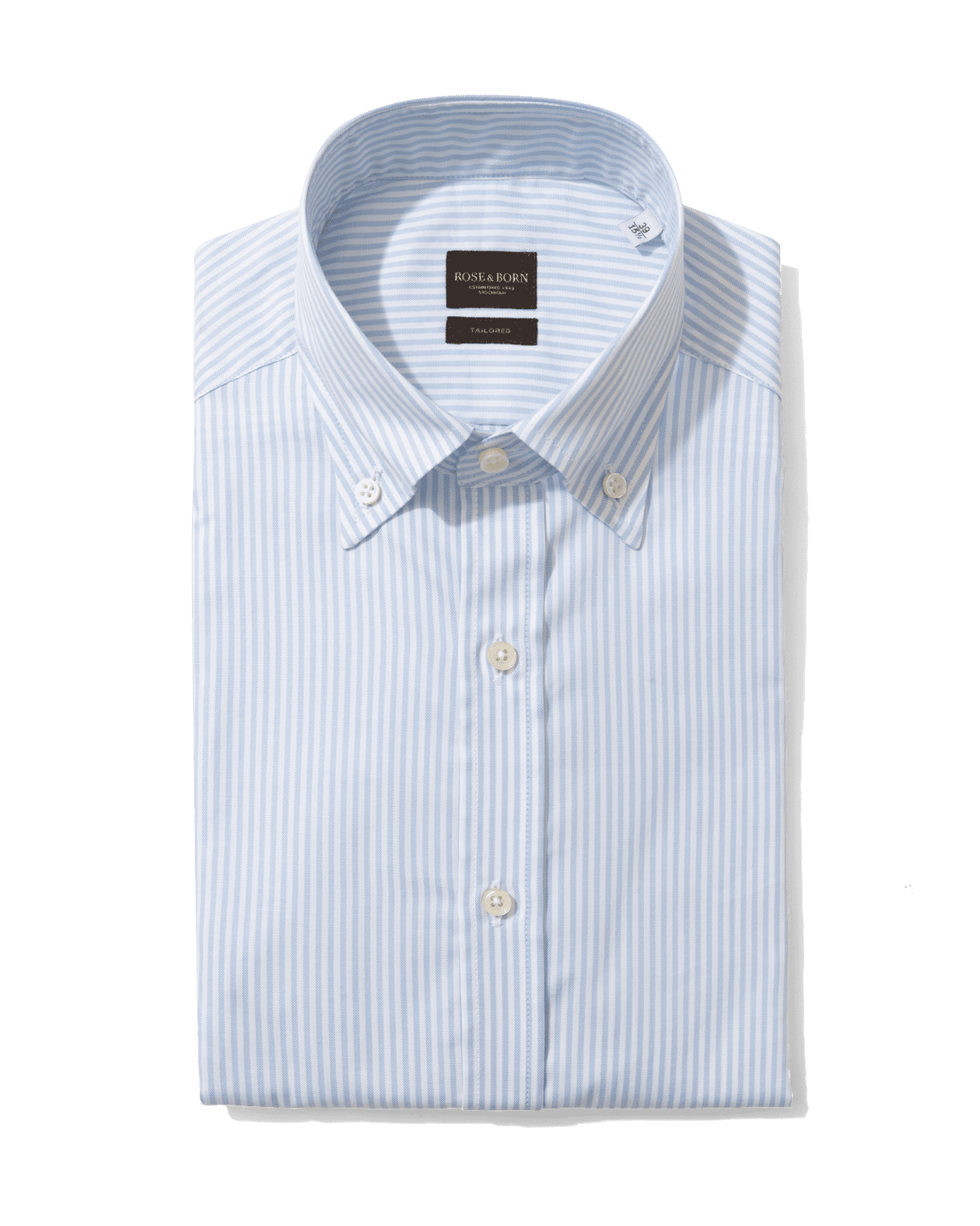 skjorta Ljusblå randig button-down Oxford bomull