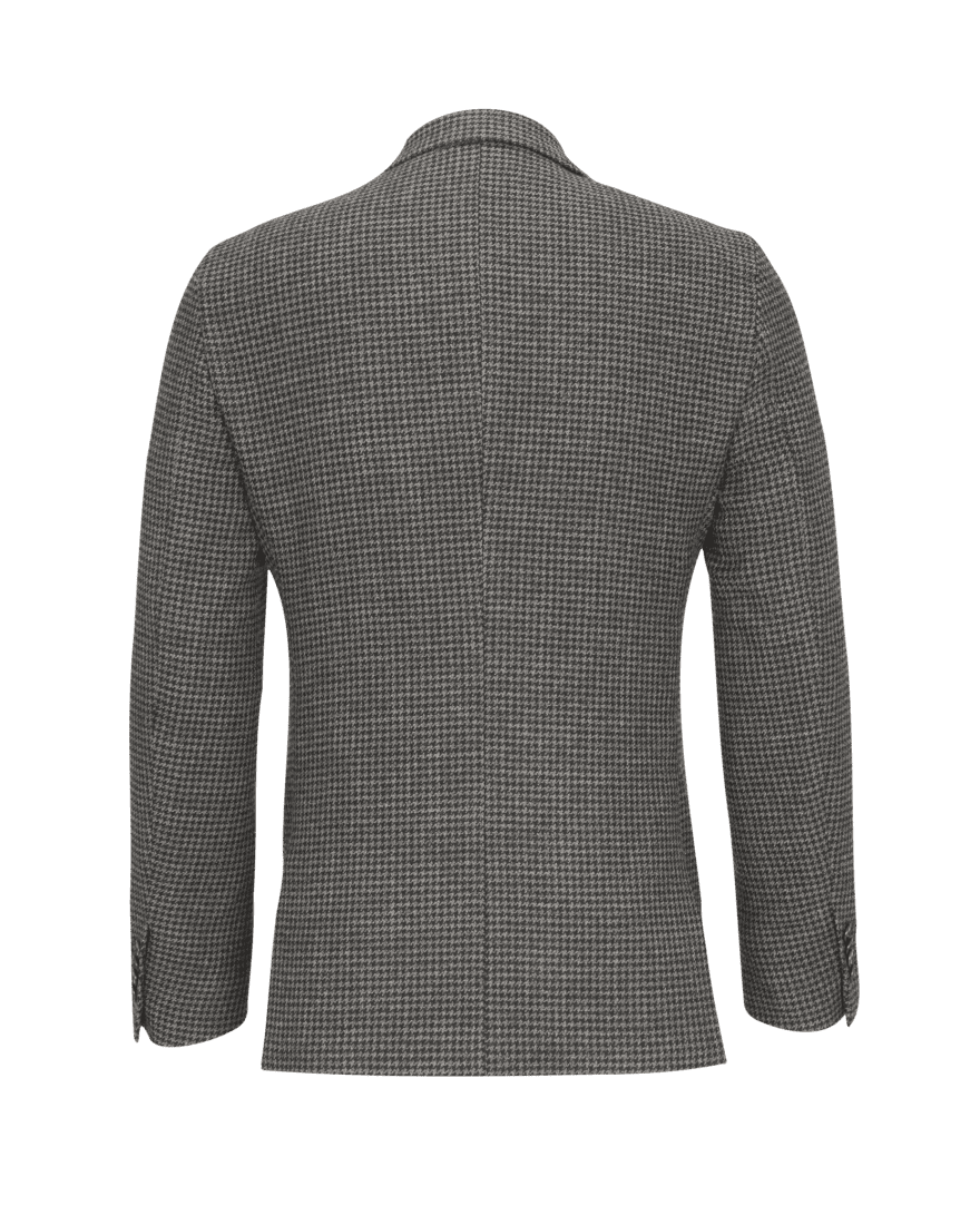 Grey Houndstooth Wool Jacket
