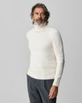 The cream chunky cashmere roll neck sweater