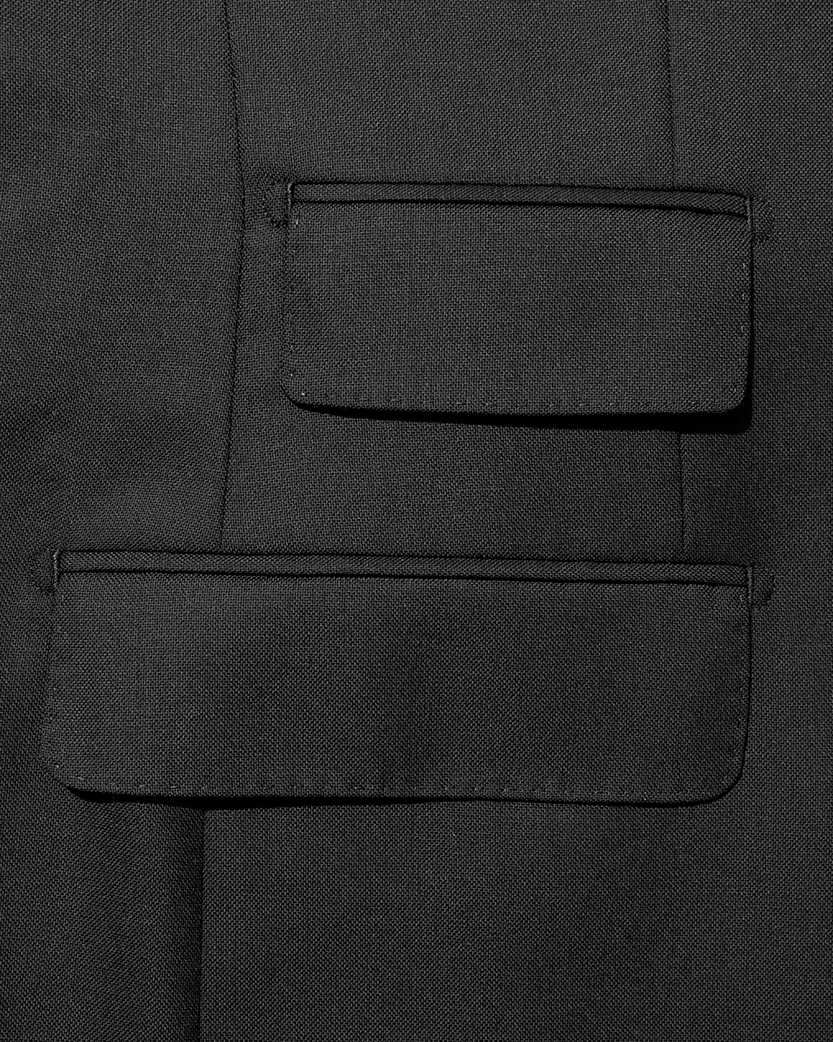 Black Hopsack Wool Suit