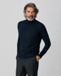 Navy Cashmere Roll Neck Sweater