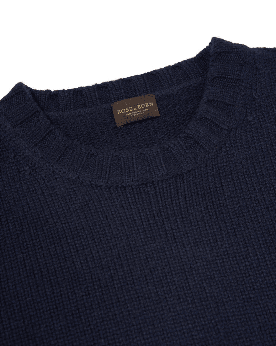 Navy Chunky Cashmere Crew Neck Sweater