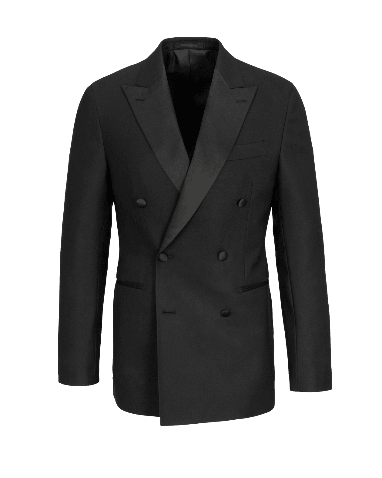 Black Double Breasted Hopsack Wool Tuxedo