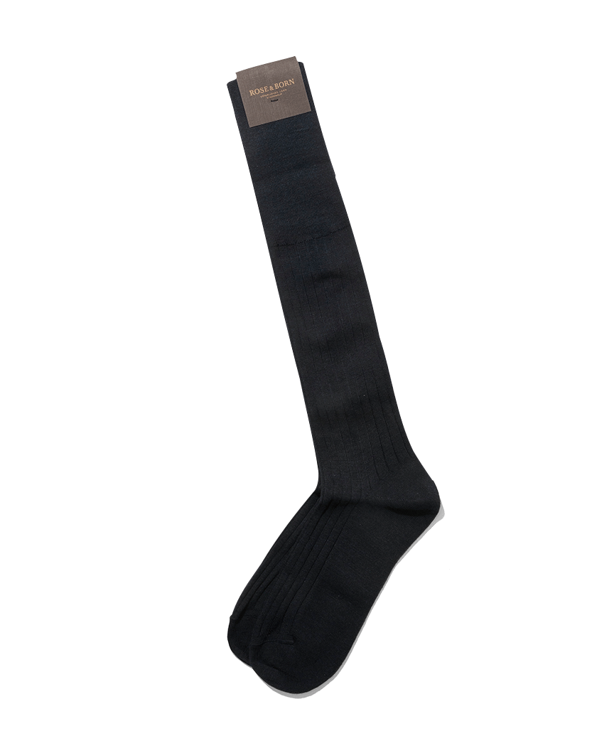 Wool Knee Socks Navy Blue