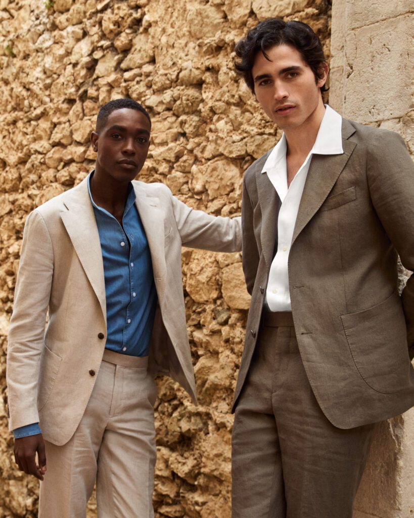 Our classic linen suits are versatile and can easily be dressed up and down according to occasion.