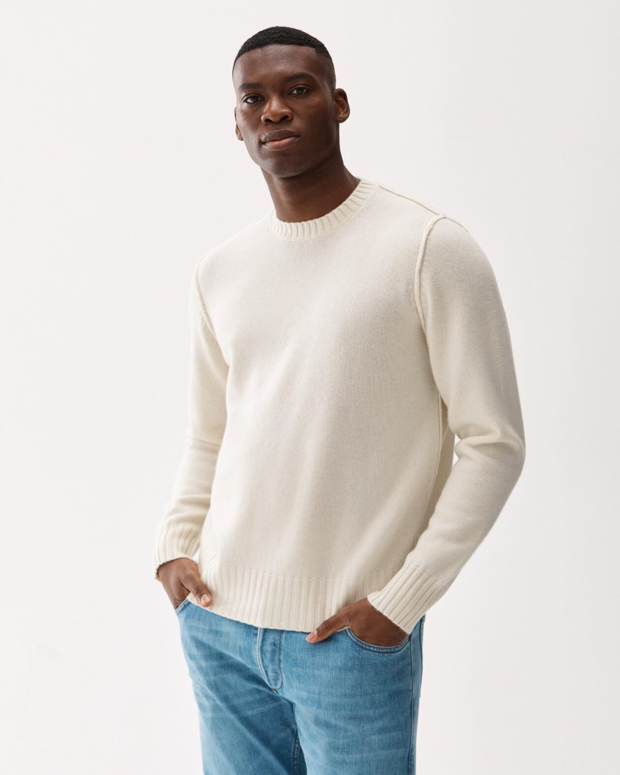 7 Gauge Crewneck Cashmere Sweater Off-White