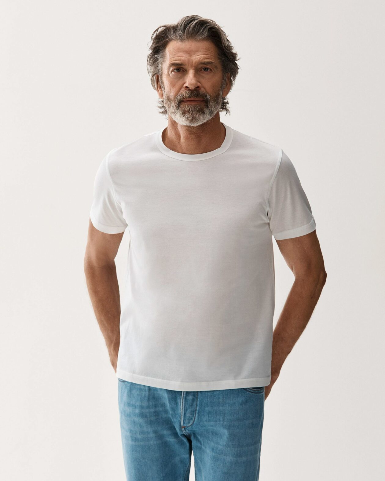 White mercerized cotton T-shirt